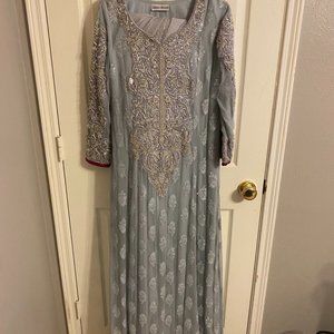 Beautiful Gray and Maroon Dressy Shalwar Kameez